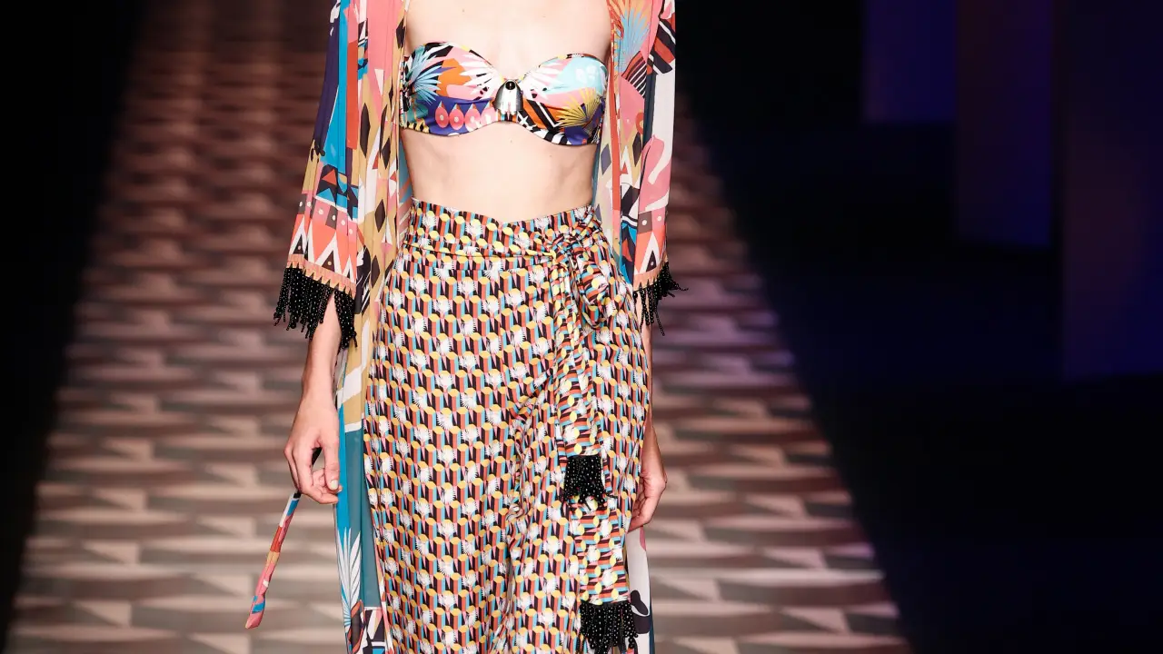 A model wears at collection runway a creation from “ Dolores Cortes “ during Pasarela Cibeles Mercedes-Benz Fashion Week Madrid 2021 in Madrid, 17 September 2021
