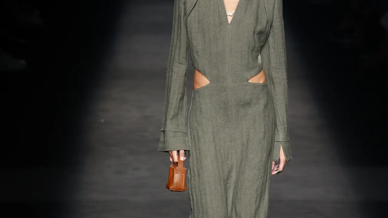 A model wears at collection runway a creation from “ Roberto Torretta “ during Pasarela Cibeles Mercedes-Benz Fashion Week Madrid 2021 in Madrid, on 17 September 2021.