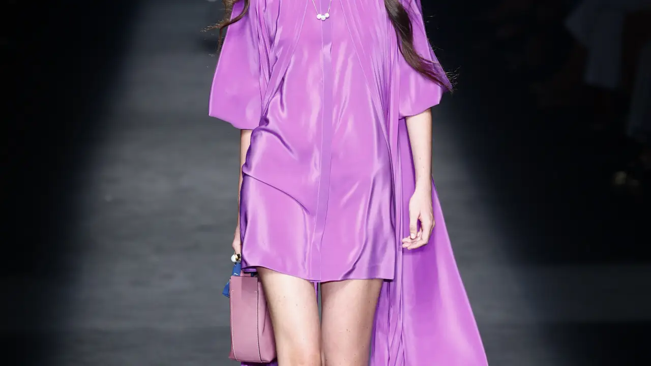 A model wears at collection runway a creation from “ Roberto Torretta “ during Pasarela Cibeles Mercedes-Benz Fashion Week Madrid 2021 in Madrid, on 17 September 2021.