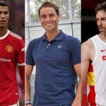 Cristiano Ronaldo, Rafa Nadal y Pau Gasol.