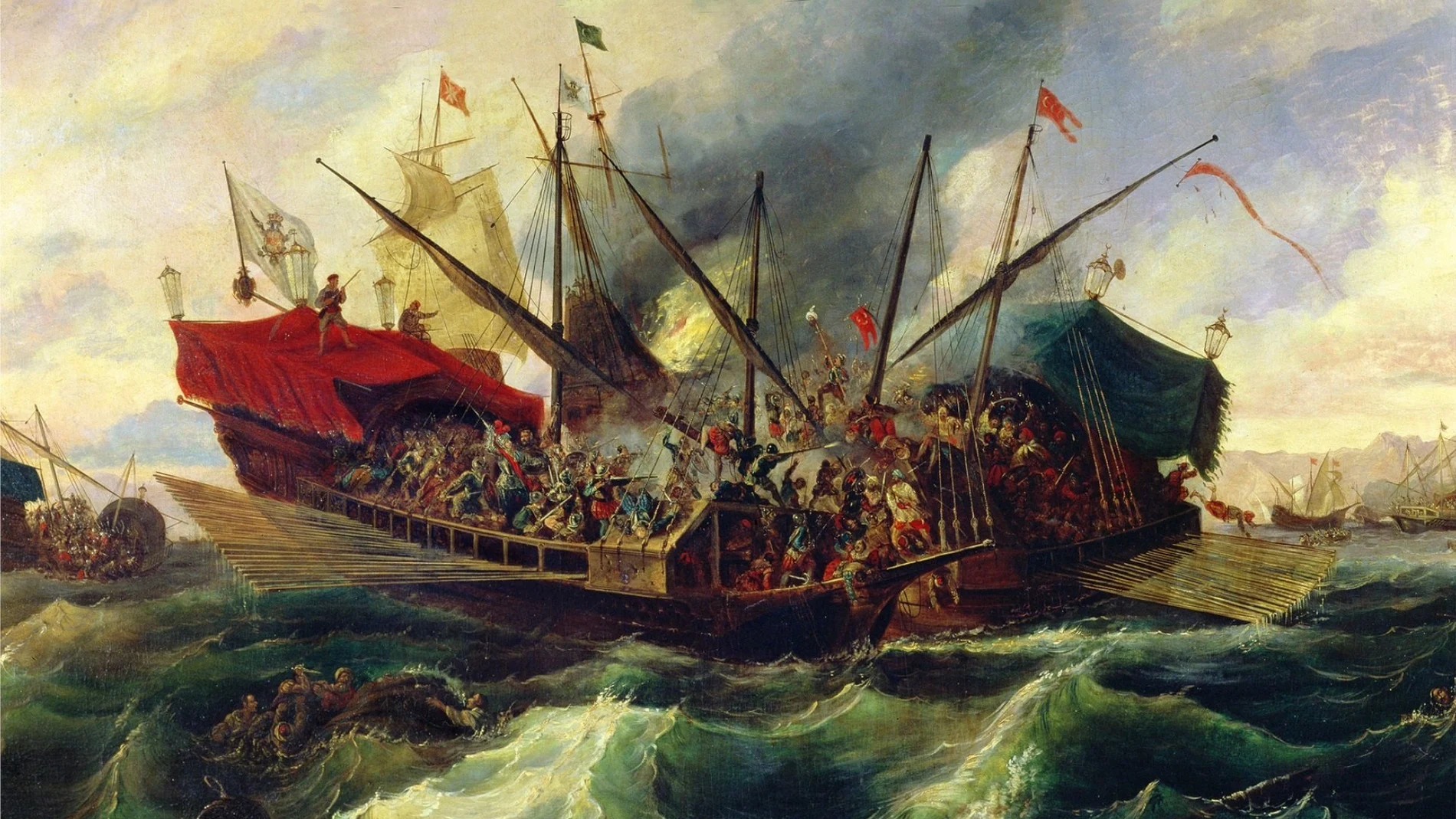 «Episodio del combate naval de Lepanto» (hacia 1856), pintado por Antonio de Brugada Vila