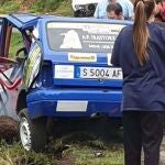 Estado en el que quedó el Seat Marbella de Jaime Gil y Diego Calvo, fallecidos en el Rally Villa de Llanes.