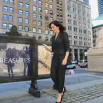 La presidenta de la Comunidad de Madrid, Isabel Díaz Ayuso, en 5th Avenue tras ofrecer la primera rueda de prensa de su viaje institucional a EEUU.