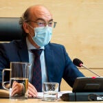El consejero de Cultura y Turismo, Javier Ortega, comparece, a petición propia, en la Comisión de Cultura y Turismo de las Cortes de Castilla y León para analizar el grado de cumplimiento de los objetivos de su departamento para la legislatura