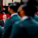 El ministro del Interior, Fernando Grande-Marlaska, en al acto central de la celebración de la festividad de la Virgen del Pilar, patrona de la Guardia Civil, este domingo de Córdoba. EFE/Salas