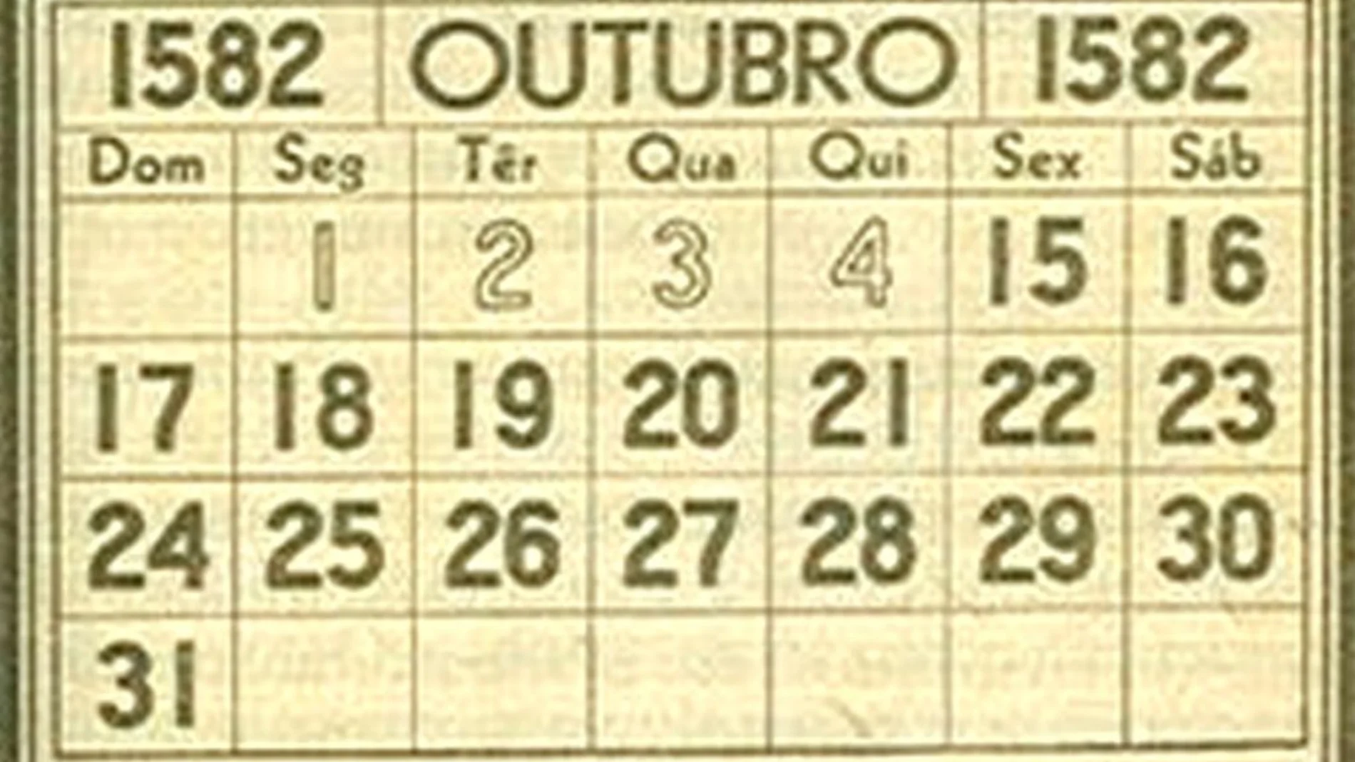 Para cuadrar el cambio del calendario juliano al gregoriano, en 1582 se pasó del 4 al 15 de octubre en una noche