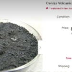 Ceniza del volcán a la venta.