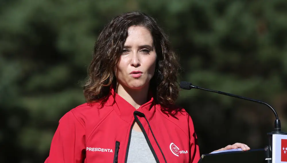 La presidenta de la Comunidad de Madrid, Isabel Díaz Ayuso, interviene en la presentación del balance de la campaña 2021 del Plan de Protección Civil contra Incendios Forestales en la Comunidad de Madrid (INFOMA