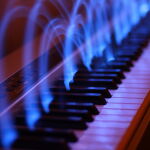 Recreación artística de una superposición cuántica de notas musicales.