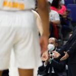 Pablo Laso, que cumplía 54 años, en un momento del encuentro ante el Mónaco