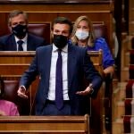 El líder del Partido Popular, Pablo Casado, interviene durante la sesión de control al Gobierno