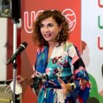 María Jesús Montero, en una rueda de prensa tras entregar los Presupuestos Generales del Estado (PGE) para 2022 al secretario de UGT