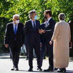 El presidente del Tribunal Constitucional, Juan José González Rivas; el presidente del Tribunal Supremo y del Consejo General del Poder Judicial (CGPJ), Carlos Lesmes y el presidente del PP, Pablo Casado.