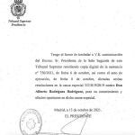 Imagen de la carta enviada por el presidente del Tribunal Supremo a Batet