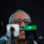El líder del Frente Polisario, Brahim Ghali, durante la rueda de prensa ofrecida hoy en los campamentos de refugiados de Tinduf