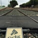 Vía férrea a su paso por Totana (Murcia)