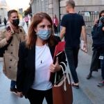 Adriana Lastra a su llegada a la reunión este lunes en la mesa de seguimiento del Acuerdo gubernamental entre PSOE y Unidas Podemos