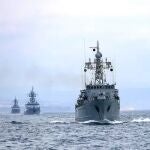 Destructores rusos en maniobras militares