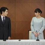 La princesa Mako, el día de su boda con el plebeyo Kei Komuro. (Nicolas Datiche/Pool Photo via AP)