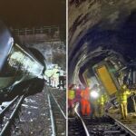 El incidente se produjo en torno a las 21.00 hora española cuando el último vagón del convoy 1708 que se dirigía hacia Bristol descarriló