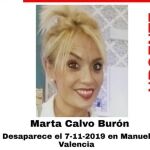 Cartel de desaparecida de Marta Calvo