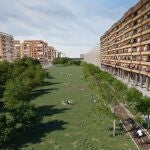 Figuración del futuro boulevard García Lorca sobre la actual playa de vías, en Valencia
