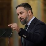 El líder de Vox, Santiago Abascal durante su intervención en el Congreso