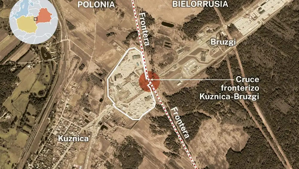 Cruce fronterizo Kuznica (Polonia)-Bruzgi (Bielorrusia)