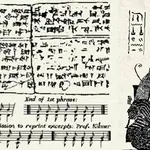 Imagen de la tablilla con la notación trasladada a un pentagrama