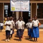 Alumnos de la escuela Esther Fonseca en la isla de Idjwi en Cong