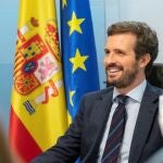 Pablo Casado, a yer reunido en Génova