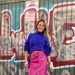 Amelia Bono con el look más colorido y tendencia del otoño.