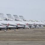 Aviones de combate F-16V en servicio en la base de la Fuerza Aérea en Chiayi, en el suroeste de Taiwán, en 2021