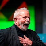 Encuentro con el ex presidente de Brasil Lula Da Silva, organizado por Podemos y con la asistencia entre otros de Pablo Iglesias y la ministra Ione Belarra.
