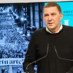 El coordinador general de EH Bildu, Arnaldo Otegi, ayer