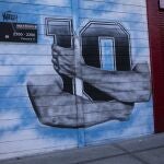 Mural en recuerdo de Maradona en el estadio de Argentinos Juniors