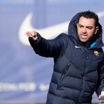Xavi Hernández, en un entrenamiento del Barcelona