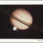 Recreación de la Pioneer 11 acercándose a Saturno.