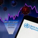 Infografía sobre la variante B.1.1.529 ómicron del coronavirus junto al logo de la Organización Mundial de la Salud (OMS)27/11/2021