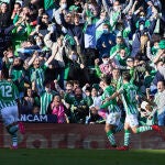 El Betis celebra un gol en su último encuentro liguero. AFP7
