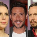 Irene Montero, Antonio David y Pablo Iglesias en un montaje