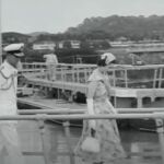 La reina Isabel II y su esposo el Duque de Edimburgo visitando las esclusas de Miraflores en el Canal de Panamá en 1953