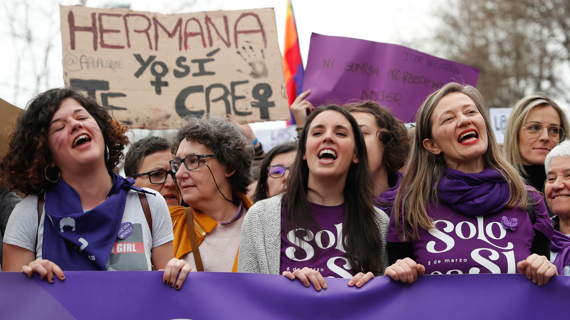 Irene Montero en la manifestación feminista