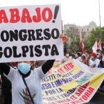 Manifestación en apoyo a Pedro Castillo en la capital Lima