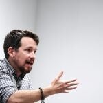El ex vicepresidente Pablo Iglesias, en una conferencia