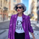 Carmen Gimeno con blazer de lentejuelas de Zara.