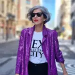 Carmen Gimeno con blazer de lentejuelas de Zara.