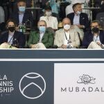El rey Juan Carlos I en el Centro Internacional de Tenis de Abu Dabi en la reaparición del tenista Rafael Nada