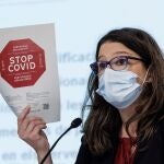 La vicepresidenta y Portavoz del Gobierno valenciano, Mónica Oltra, durante la rueda de prensa posterior al pleno del Consell