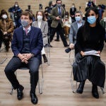 El alcalde de Madrid, Martínez-Almeida, y la vicealcaldesa, Begoña Villacís, durante el balance de la evolución del plan Madrid Capital 21